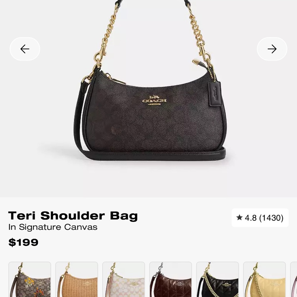 Coach Teri Shoulder Bag in Dark Brown with Gold Hardware